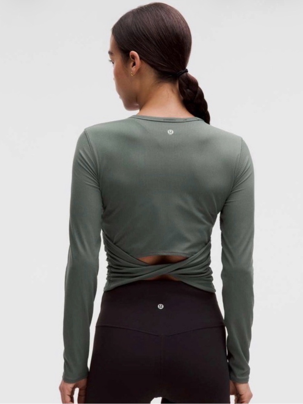 Lululemon Green Wrap back Long Sleeve Shirt
